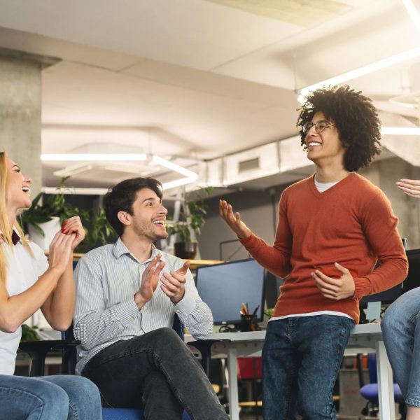Creative team enjoying communication in modern office